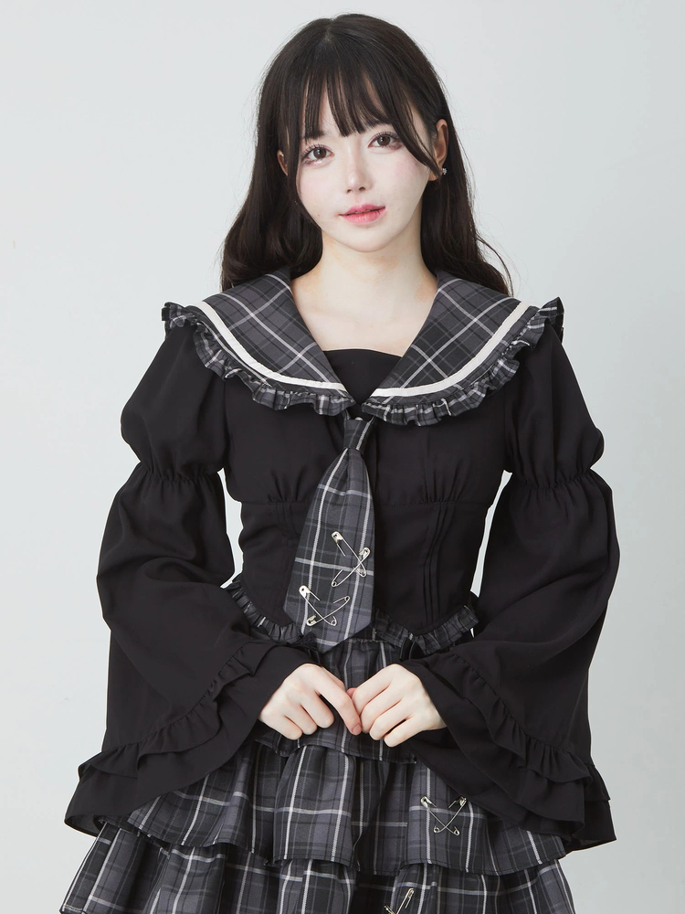 Jamie エーエヌケー JM制服クロスのうさぎニット バタフライネックレス付きケーブルニット - Jamie エーエヌケー