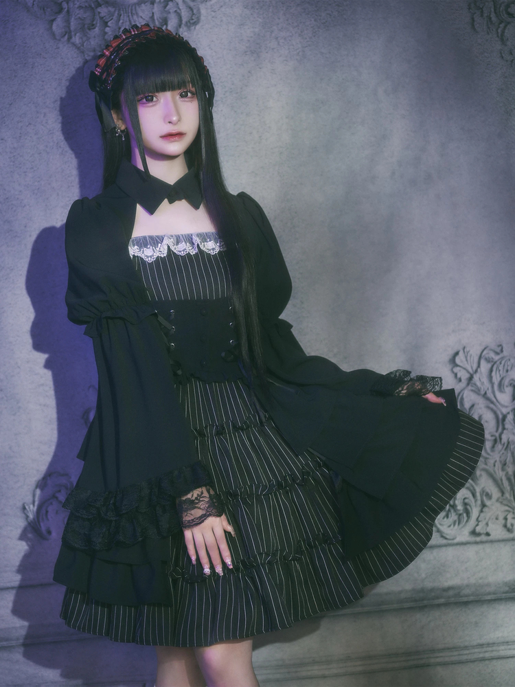 猫ちゃんレースストライプOP - Jamie エーエヌケー(ジェイミーエー