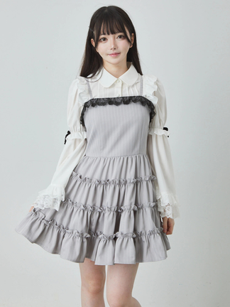 猫ちゃんレースストライプOP - Jamie エーエヌケー(ジェイミー