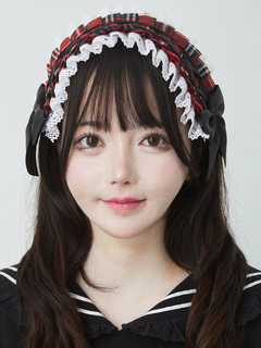 チェックヘッドドレス