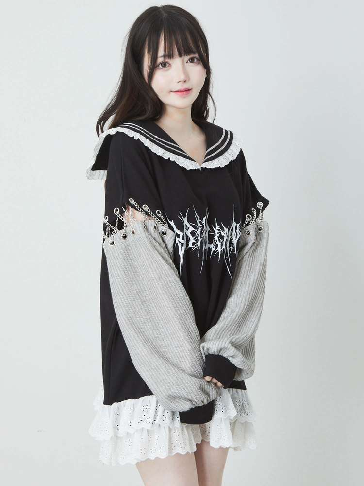 新品Jamie エーエヌケー　ゴシックロゴセーラーPK ビッグカラー　パーカー 新品Jamie エーエヌケー ゴシックロゴセーラーPK ビッグカラー