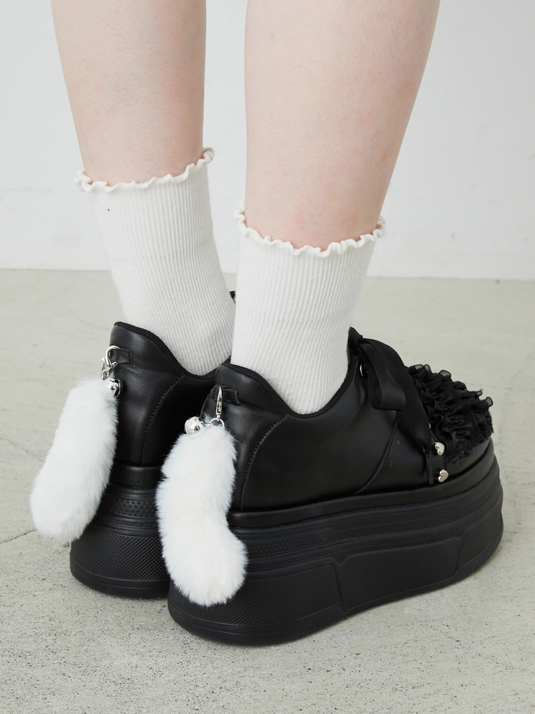 【新品】jamieエーエヌケー フリフリ 厚底 スニーカー ホワイト フリフリ厚底スニーカー - Jamie エーエヌケー(ジェイミーエー