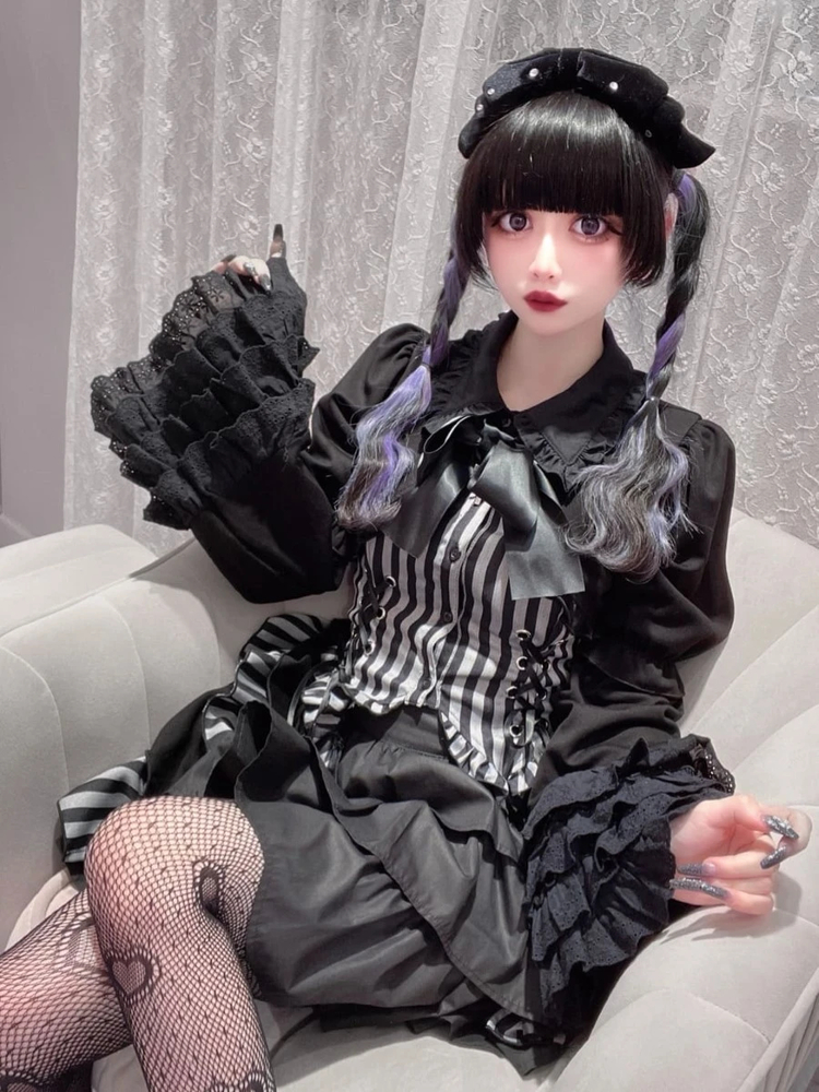 Jamieエーエヌケーストライプお嬢様トップス