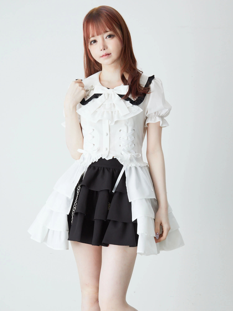 あみ【自宅試着のみ】Carette Belted Twill Short クロスモチーフティアードスカパン - Jamie エーエヌケー(ジェイミー