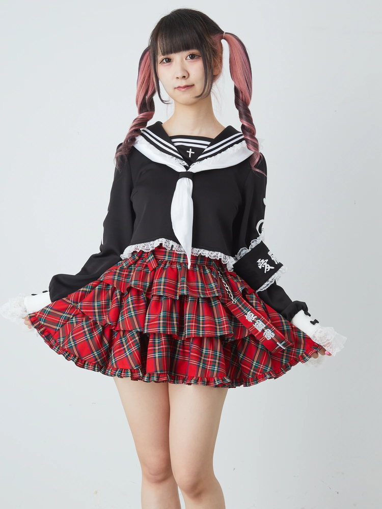 地雷 ジェイミーエーエヌケー ティアード スカパン 安全ピン レース フリル ❤︎ くまちゃんリボンティアードスカパン - Jamie エーエヌケー
