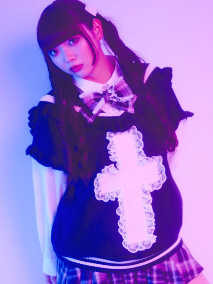 JM制服クロスのうさぎニット(ブルー)