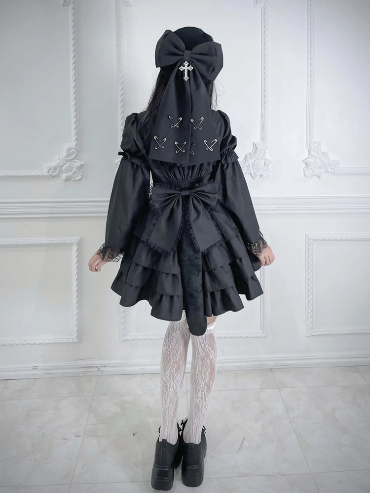 地雷 ジェイミーエーエヌケー ティアード フリル リボン ワンピース セット 地雷 ジェイミーエーエヌケー ティアード フリル リボン