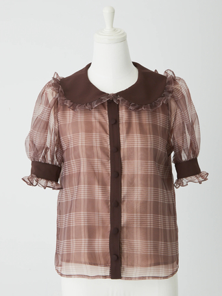 【新品】ロイスクレヨン　チェックシャトーリボンブラウス 新品】ロイスクレヨンチェックシャトーリボンブラウス