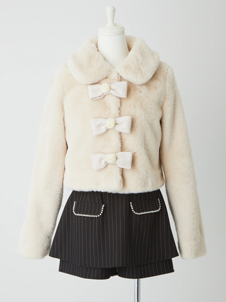 mistreass リボンファーコート ivory ファーコート キッズ プリンセス リボン コート ジャケット