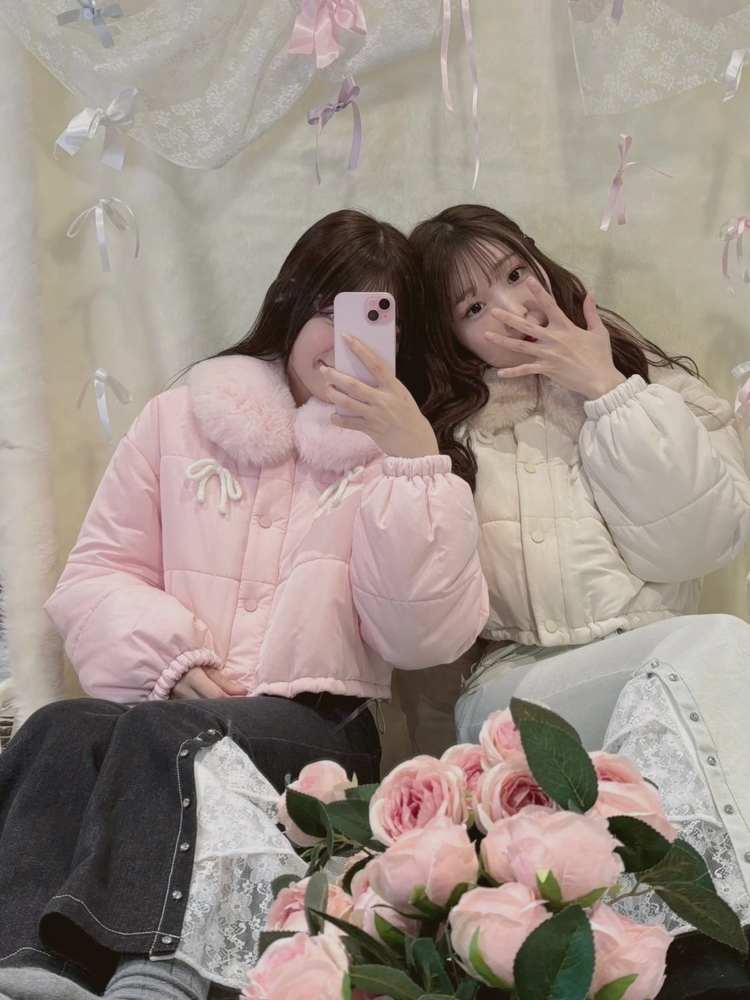 【値下げ】hinari 中綿リボンミドルコート アイボリー S hinari（ヒナリ）の「中綿リボンミドルコート（ブルゾン）」 - WEAR