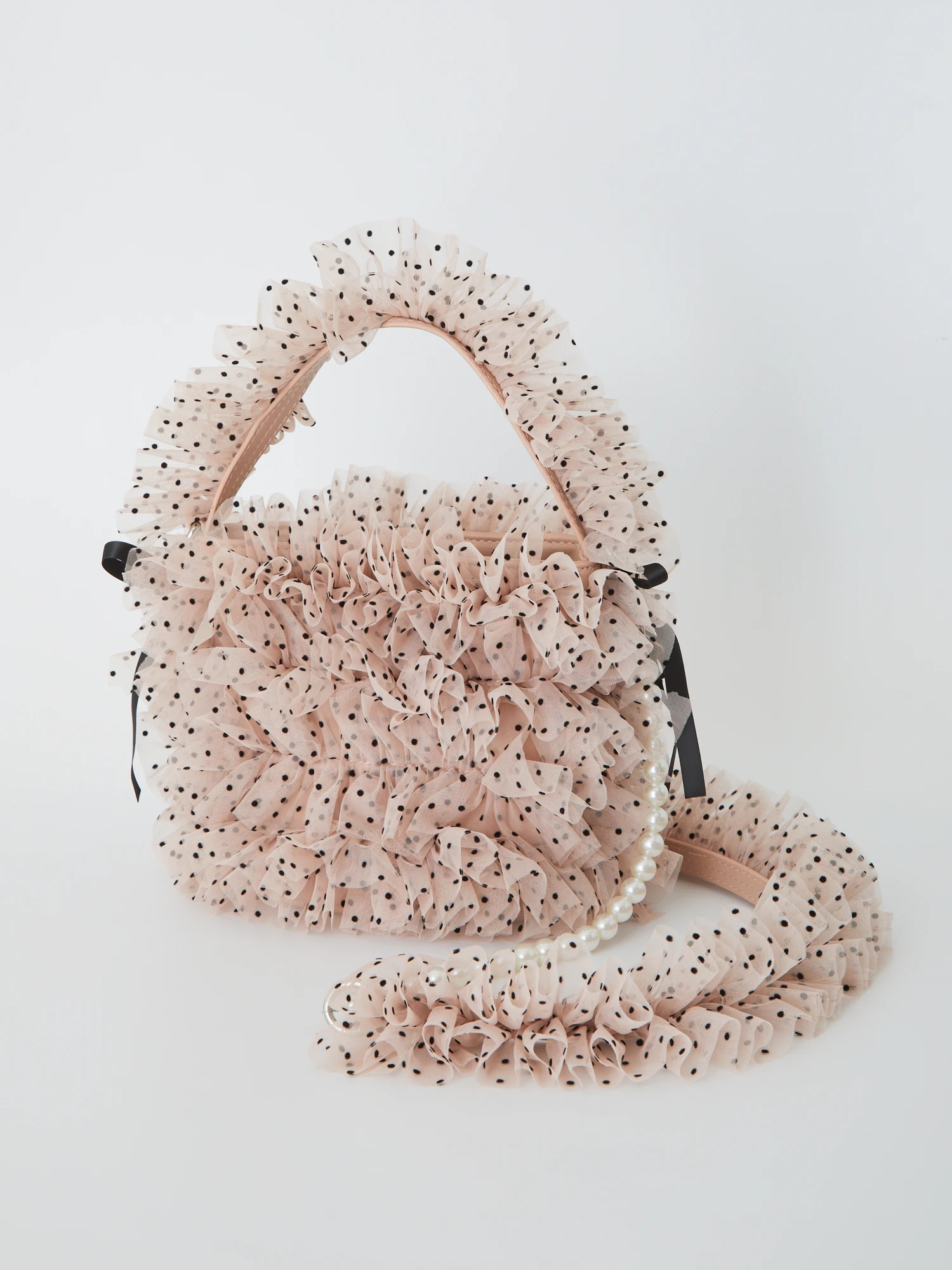 ミーロワール me roir チュールティアードbag ベージュ チュールティアードBag - Me roir(ミーロワール)のハンドバッグ