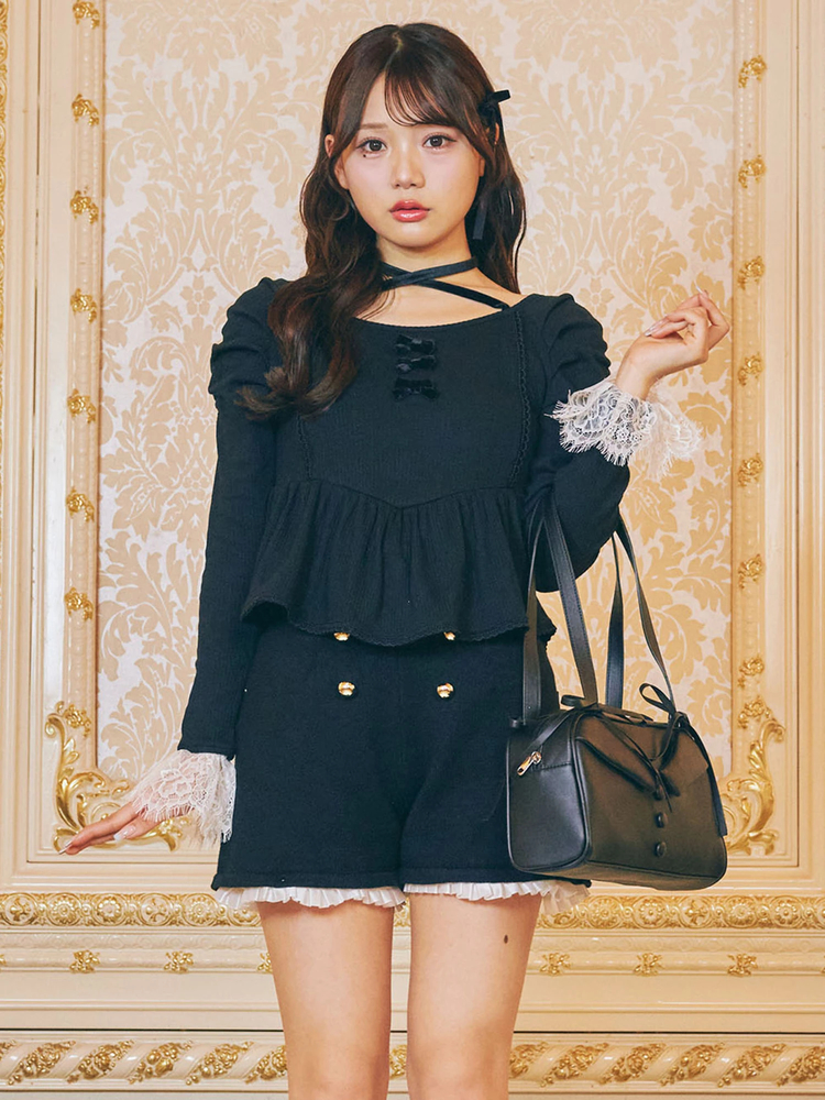 飾り釦ニットショートPT - Me roir(ミーロワール)のショートパンツ