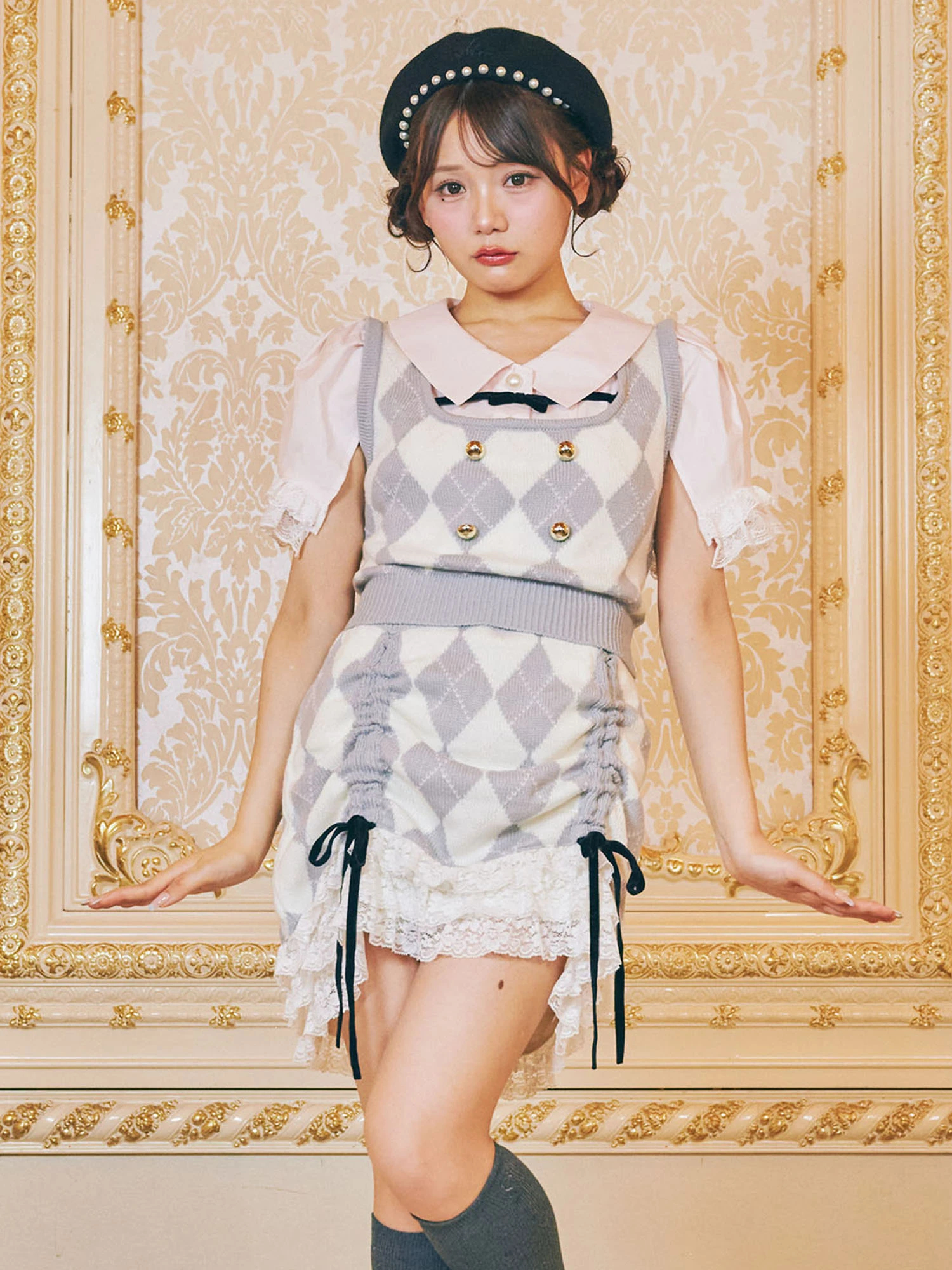 6万✨未使用級 ルネ ツイードスカート ニット モヘヤ 24年 ノワールMIX 6万✨未使用級 ルネ ツイードスカート ニット モヘヤ 24年