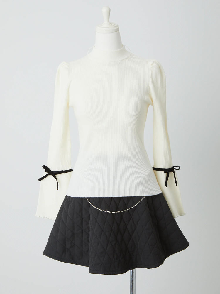 シーニュ Cygne オープンリボンニット カットソー リブ 0 アイボリー /MI ■OS レディース レースリボンニットTOPS - Ank Rouge(アンクルージュ)のニット