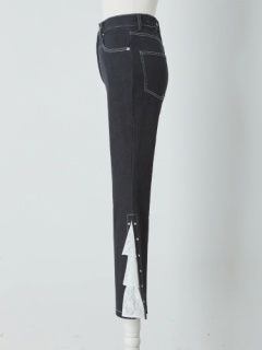 レースティアードデニムパンツ