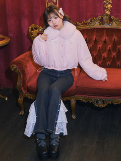 レースティアードデニムパンツ
