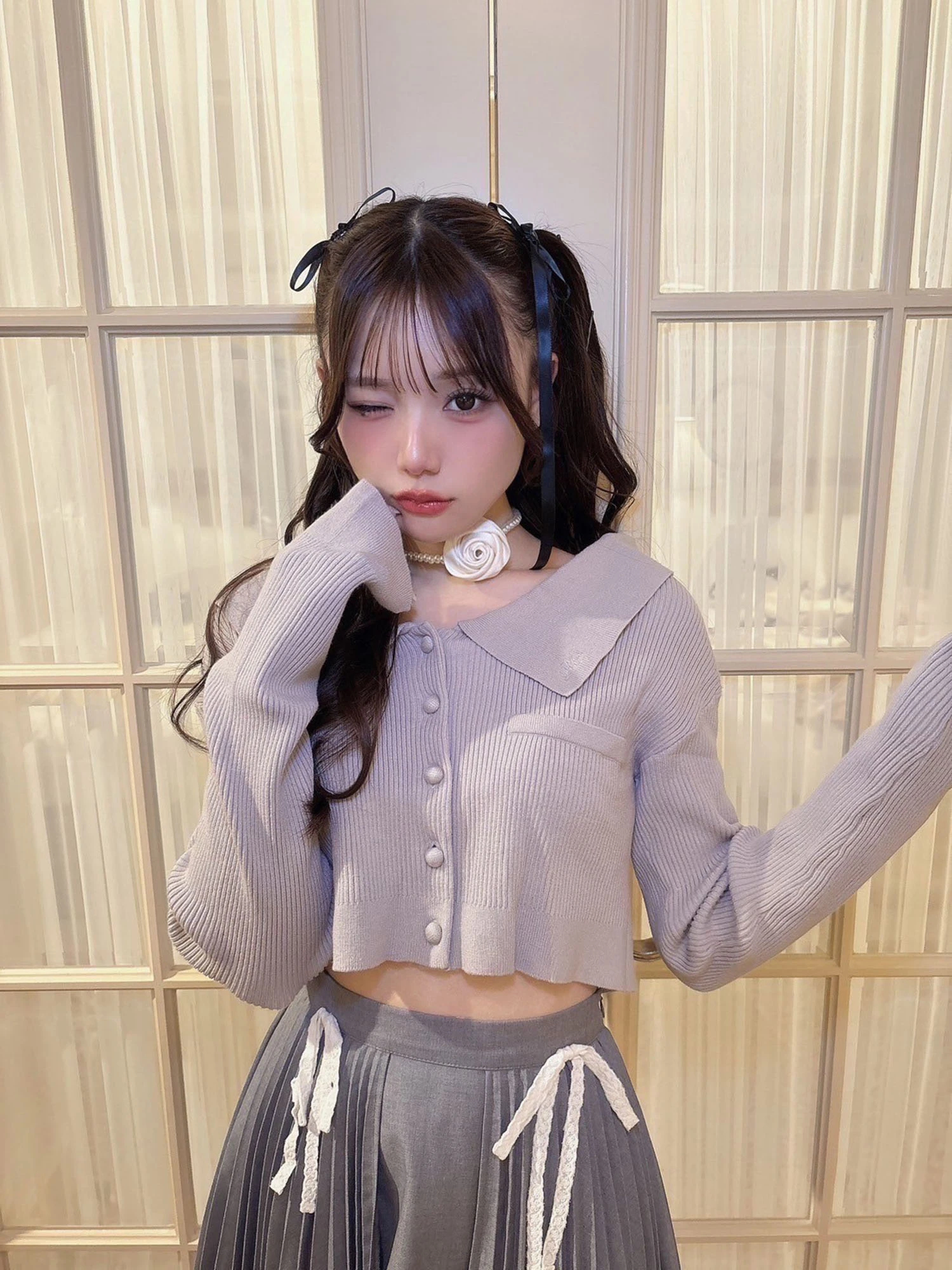 刺しゅうリブニットカーデTOPS - Me roir(ミーロワール)のカーデ
