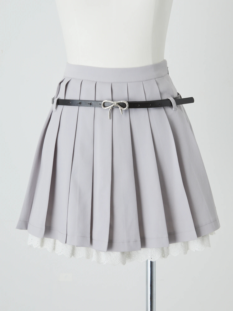 リボンベルトプリーツスカパン - Me roir(ミーロワール)のショート