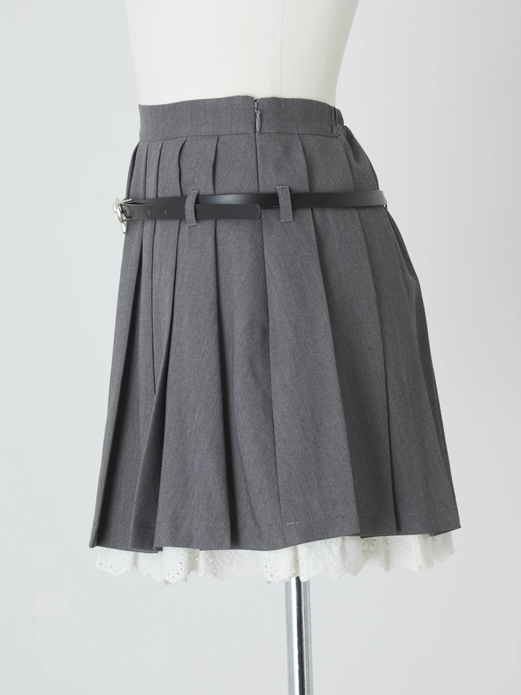リボンベルトプリーツスカパン - Me roir(ミーロワール)のショート