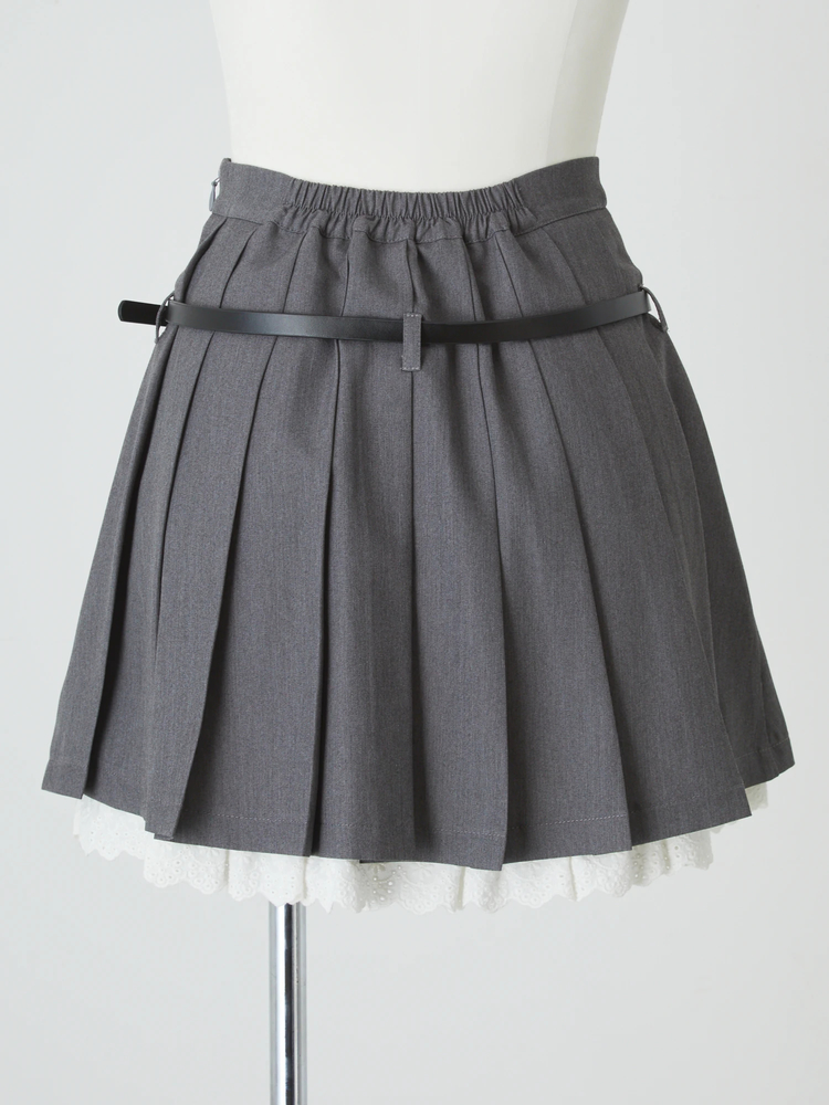 リボンベルトプリーツスカパン - Me roir(ミーロワール)のショート