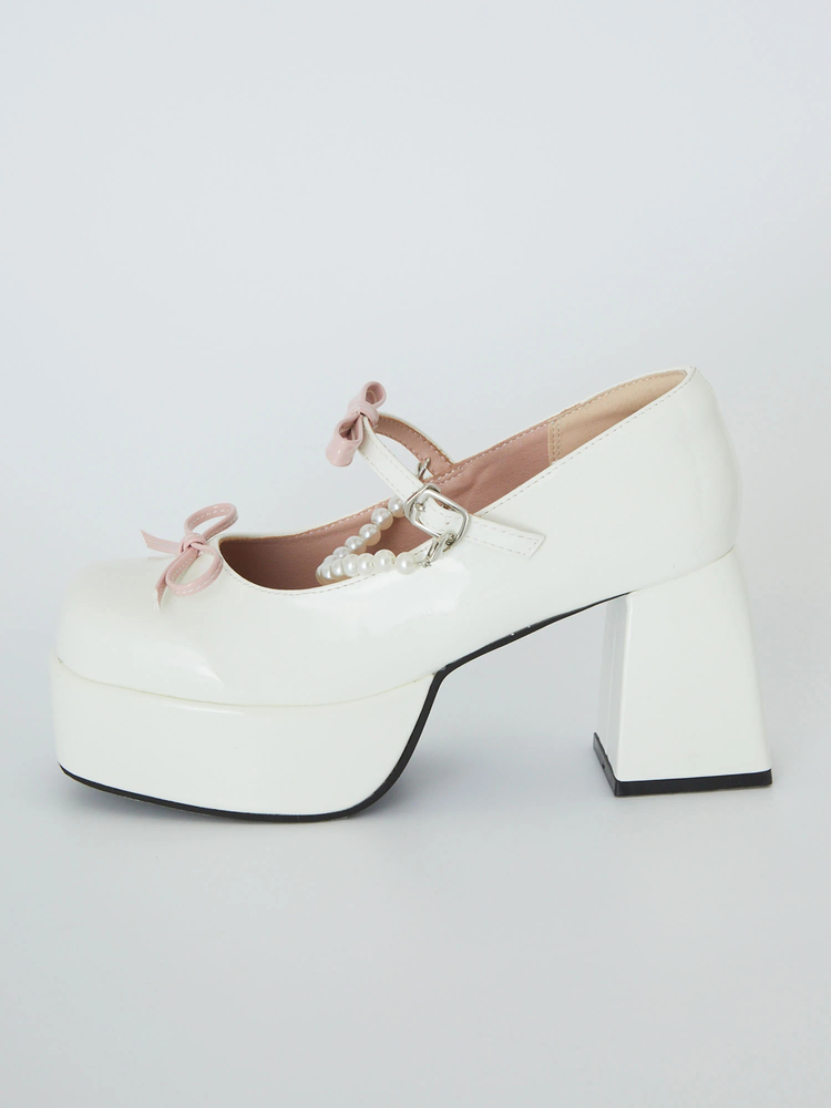 m.me.eme ビジューリボンエナメルミュール m.me.eme ビジューリボンエナメルミュール m.ミー.eme ビジュー