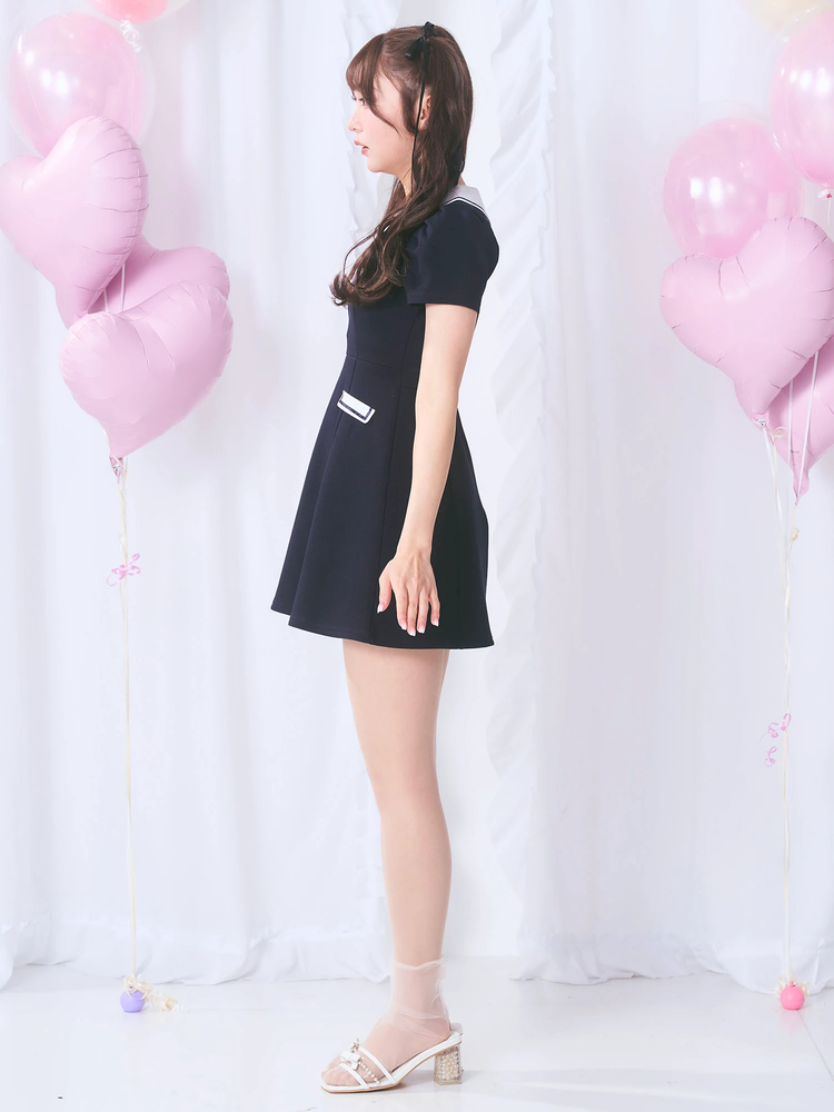 ミーロワール レース ペプラム ワンピース ブルー ミーロワール レース ペプラム ワンピース ブルー レース