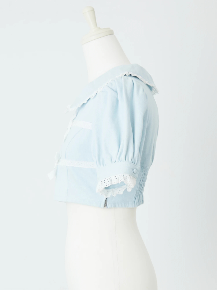 おリボンレースパフTOPS - Me roir(ミーロワール)のTシャツ