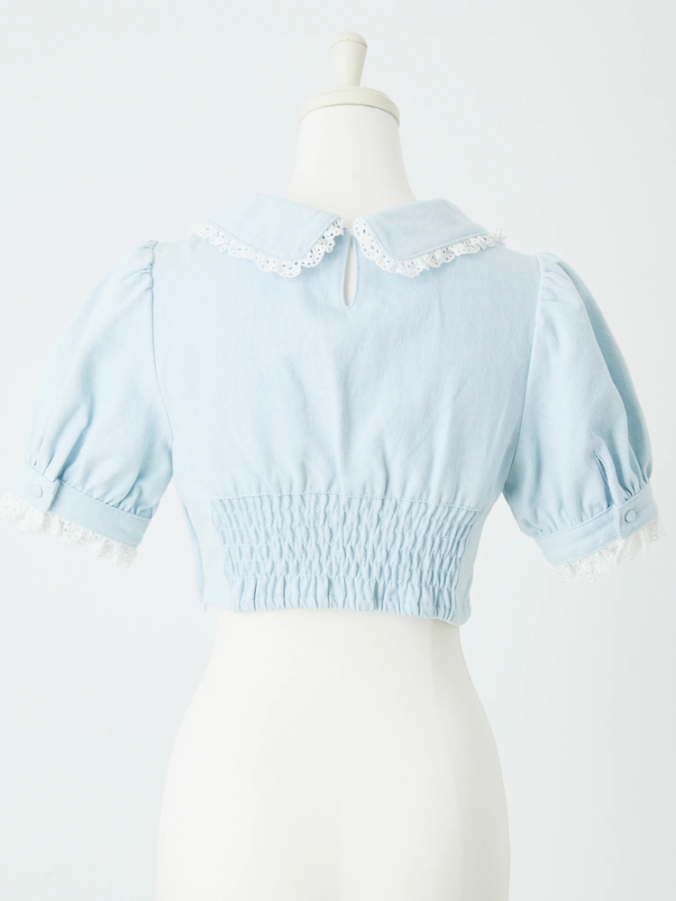 おリボンレースパフTOPS - Me roir(ミーロワール)のTシャツ