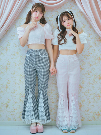 ギンガムフリルパンツ - Me roir(ミーロワール)のパンツ｜ファッション