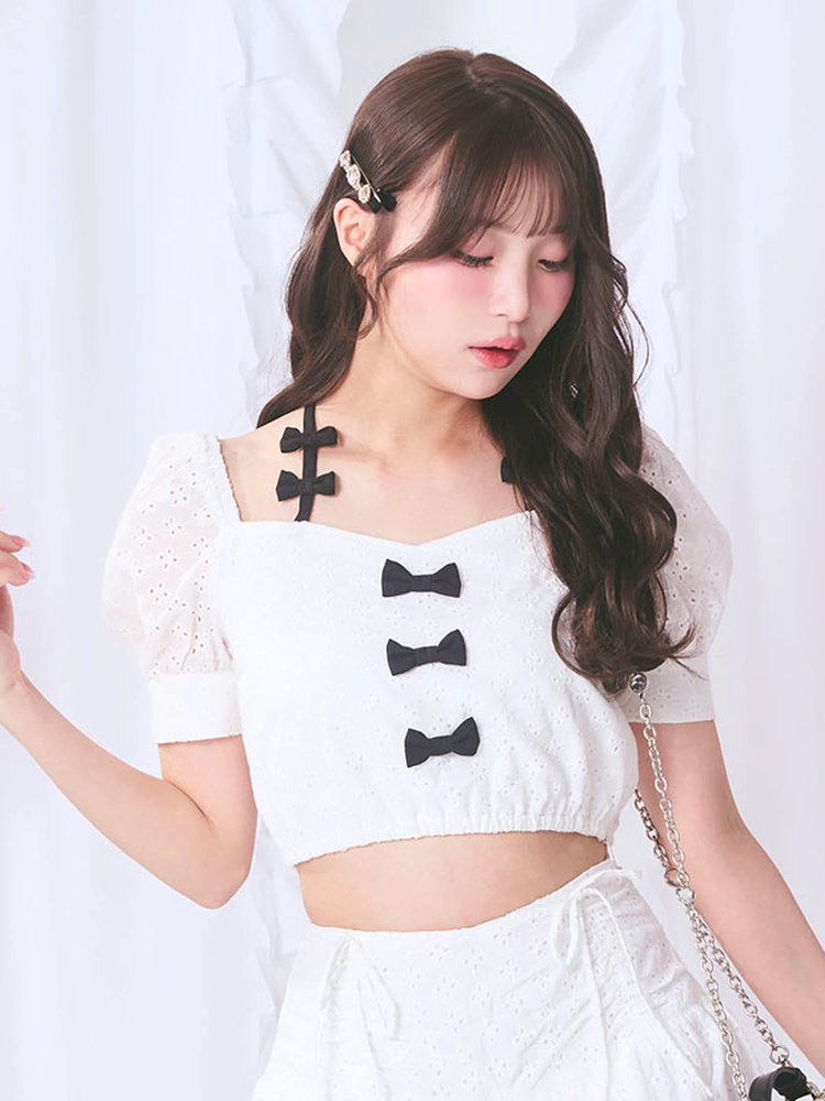 Me roir ミーロワール　レースリボン　TOPS PINK レースリボンTOPS - Me roir(ミーロワール)のTシャツ
